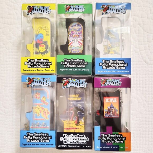 6 X Namco World's Smallest Tiny Arcade Galaxian Ms Pac-Man Space Invaders Galaga - Picture 2 of 13